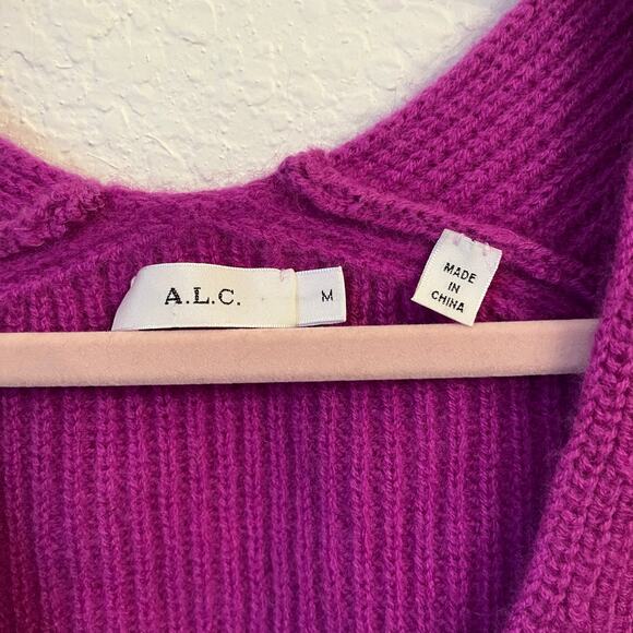 A.L.C. Melanie Sweater Orchid Medium 100% Wool Purple Chunky Knit Cropped Boxy - Picture 5 of 12